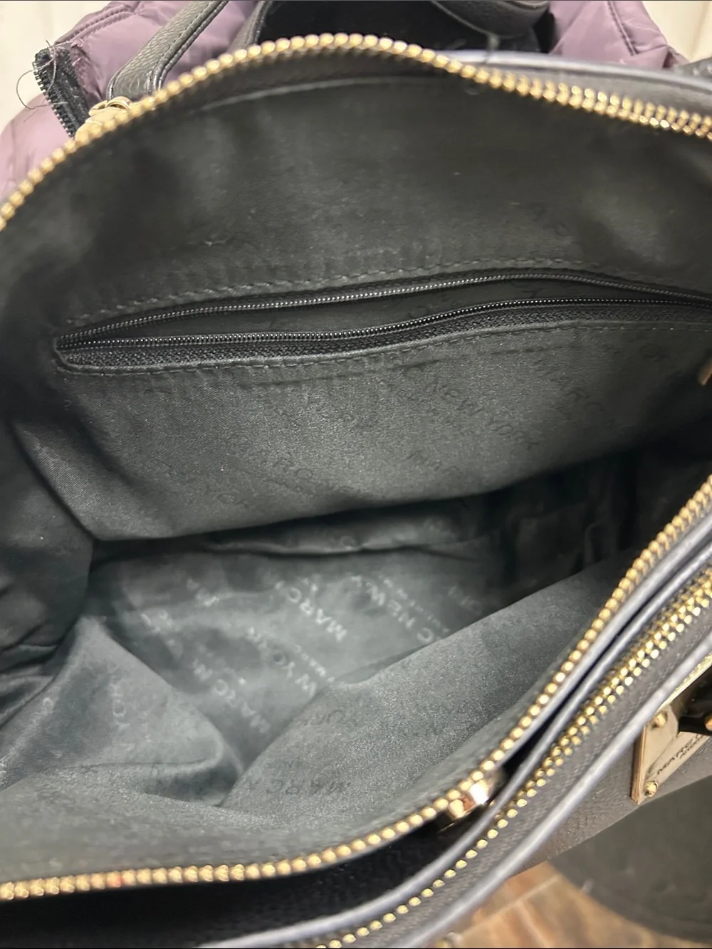 Marc New York Black Pebbled Leather Satchel with Gold Hardware